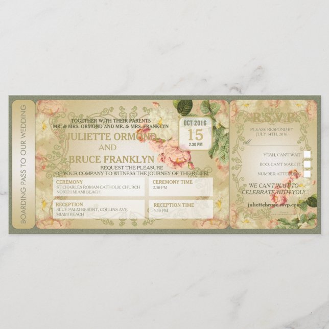 Cartões de Flores - Convite de Casamento (Frente)
