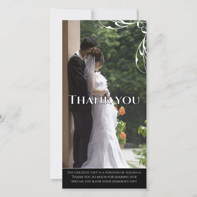 Cartões de Foto de Agradecimento de Casamento com  (Frente)