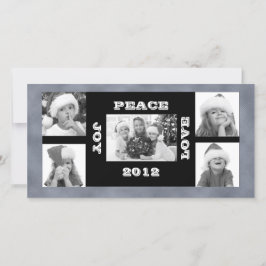 Cartões de foto de Natal 5 fotos Joy Peace Love