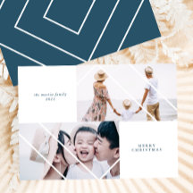 Cartões de foto de Natal Azul de Quadro Moderno