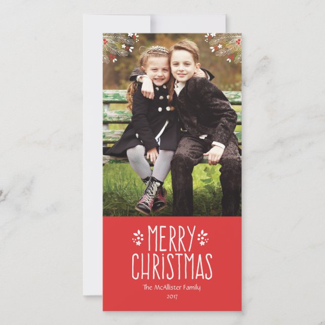 Cartões de foto de Natal Berry feliz (Frente)