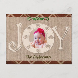 Cartões de foto de Natal Burlap e Red Chevron