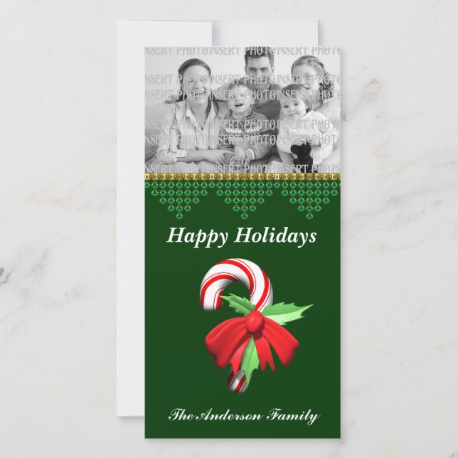 Cartões de foto de Natal Candy Cane (Frente)