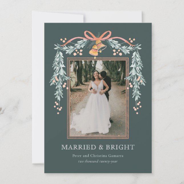 Cartões de foto de Natal Casado e Brilhante (Frente)