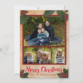 Cartões de foto de Natal clássicos das bagas 5x7