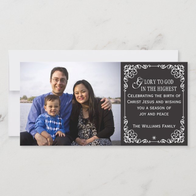 Cartões de foto de Natal cristãos do quadro do (Frente)