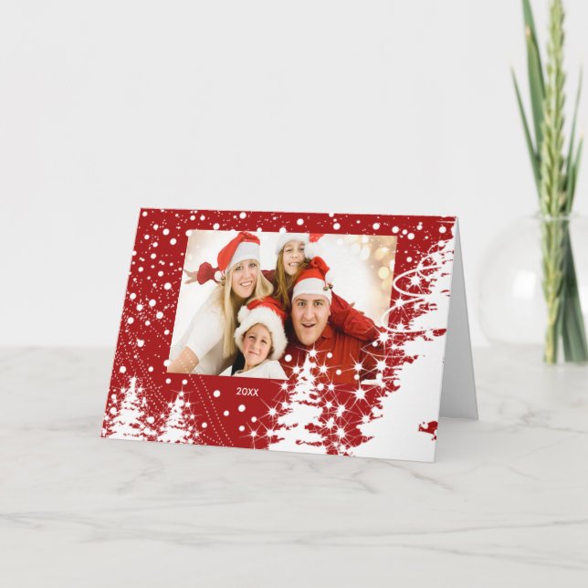 Cartões de foto de Natal da Família de Árvores Cob (Frente)