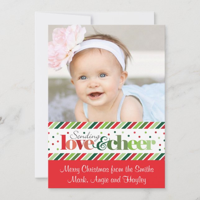 Cartões de foto de Natal de amor e alegria (Frente)