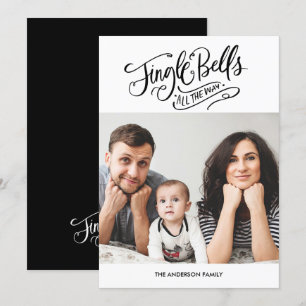Cartões de foto de Natal de caligrafia Jingle Bell