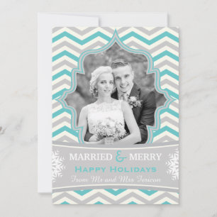 Cartões de foto de Natal de divisa casado e Feliz