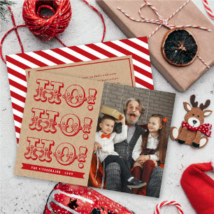 Cartões de foto de Natal de Feriado Vintage HO HO