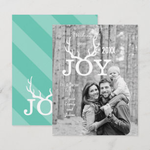 Cartões de foto de Natal de Férias Mint Joy Deer A