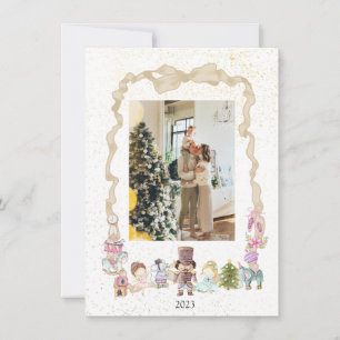 Cartões de foto de Natal de Fita do Pastel Nutcrac