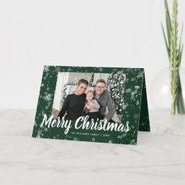 Cartões de foto de Natal de Floco de Neve Verde