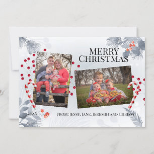 Cartões de foto de Natal de folhagem de inverno