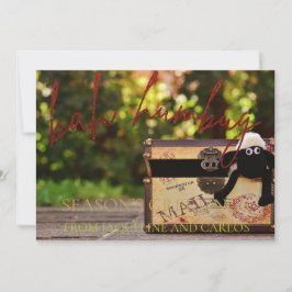 Cartões de foto de Natal De Humbug Do Script Red G