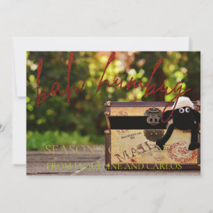 Cartões de foto de Natal De Humbug Do Script Red G