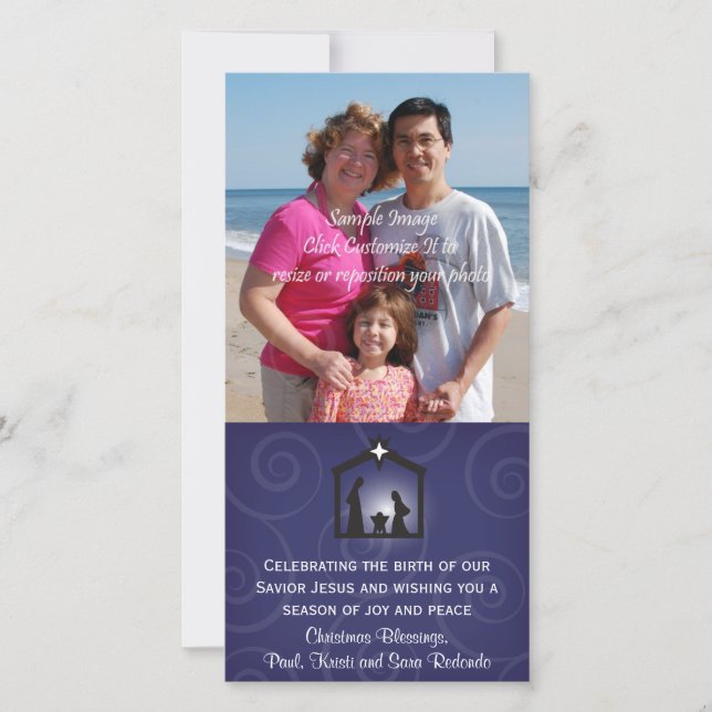 Cartões de foto de Natal de Natividade da meia-noi (Frente)