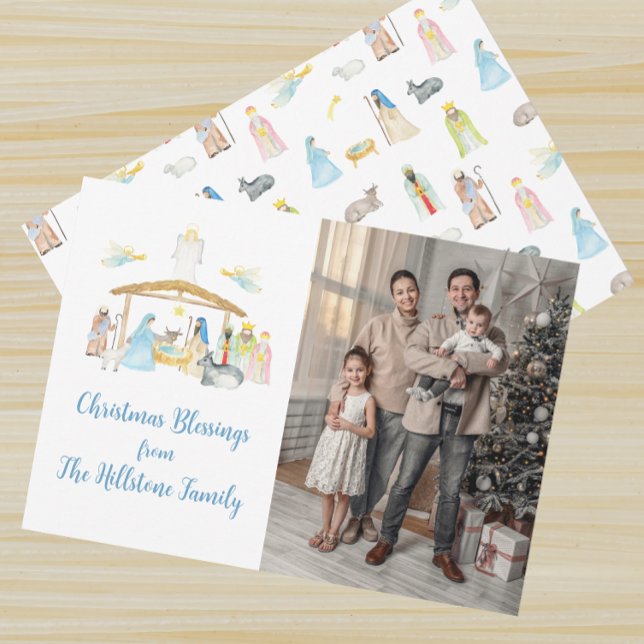 Cartões de foto de Natal de Natividade de Aquarela (Criador carregado)