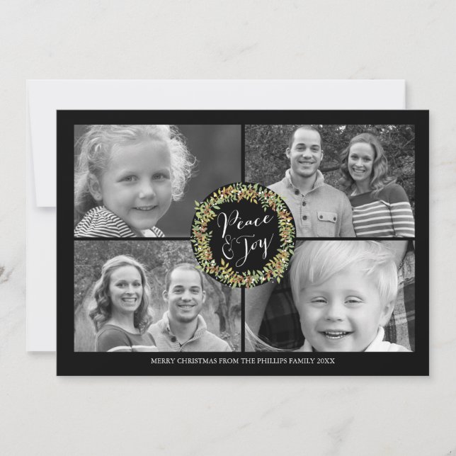 Cartões de foto de Natal de Paz e Joy - Estilo2 (Frente)