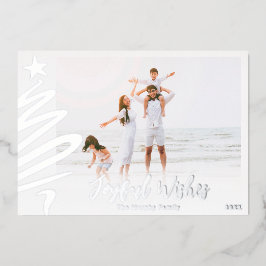 Cartões de foto de Natal de Praia da Família Foil 
