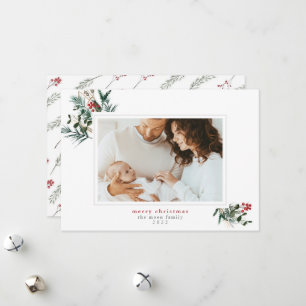 Cartões de foto de Natal de quadro de folhagem de 