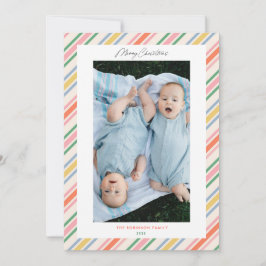 Cartões de foto de Natal de Quadros de Stripes Joy