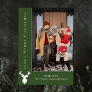 Cartões de foto de Natal de Reindeer Simples Ver
