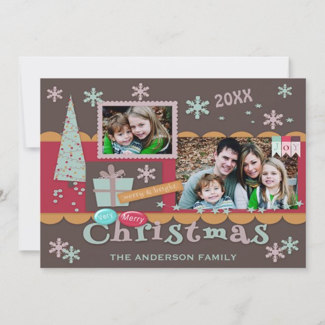 Cartões de foto de Natal de Scrapbooking Duplo Lad (Frente)