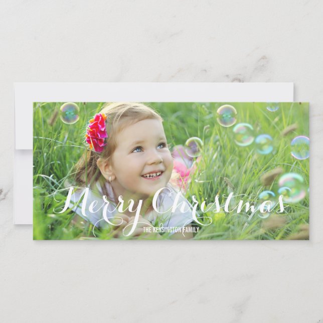 Cartões de foto de Natal de Script esplêndido (Frente)