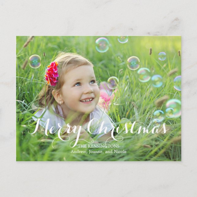 Cartões de foto de Natal de Script esplêndido (Frente)