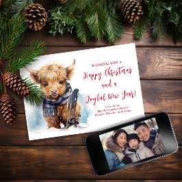 Cartões de foto de Natal de Vaca do Highland Snowb