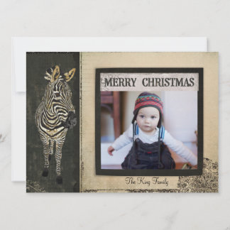 Cartões de foto de Natal de Zebra Negro e Marfim