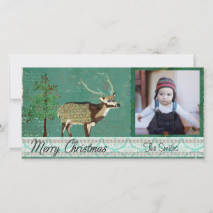 Cartões de foto de Natal do Azure Axis Deer