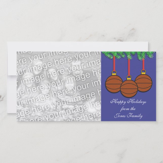 Cartões de foto de Natal do basquetebol (Frente)