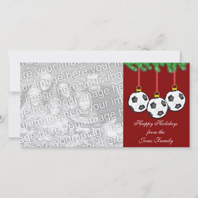 Cartões de foto de Natal do futebol (Frente)