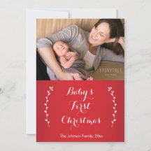 Cartões de Foto de Natal do Primeiro Bebê Vermelho