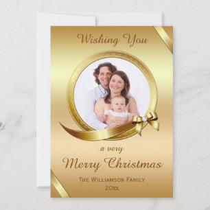Cartões de foto de Natal Dourado luxuoso