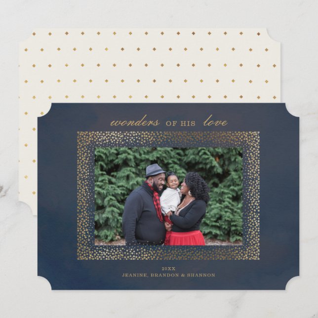 Cartões de foto de Natal Dourado religioso (Frente/Verso)