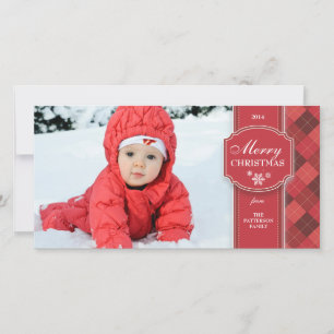 Cartões de foto de Natal Elegante Vermelho e Branc