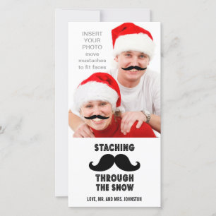 Cartões de foto de Natal Engraçado Mustache