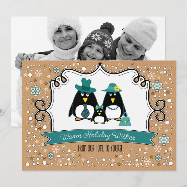 Cartões de foto de Natal Engraçados da Família Pen (Frente/Verso)