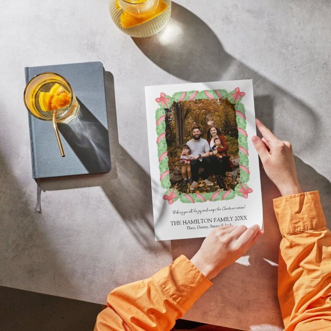 Cartões de foto de Natal Garland Arco Coquette (Criador carregado)