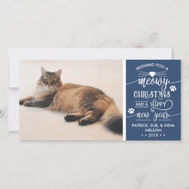 Cartões de foto de Natal, Gato, COR EDITÁVEL