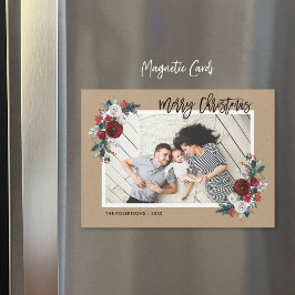 Cartões de foto de Natal Magnético Floral Feriado