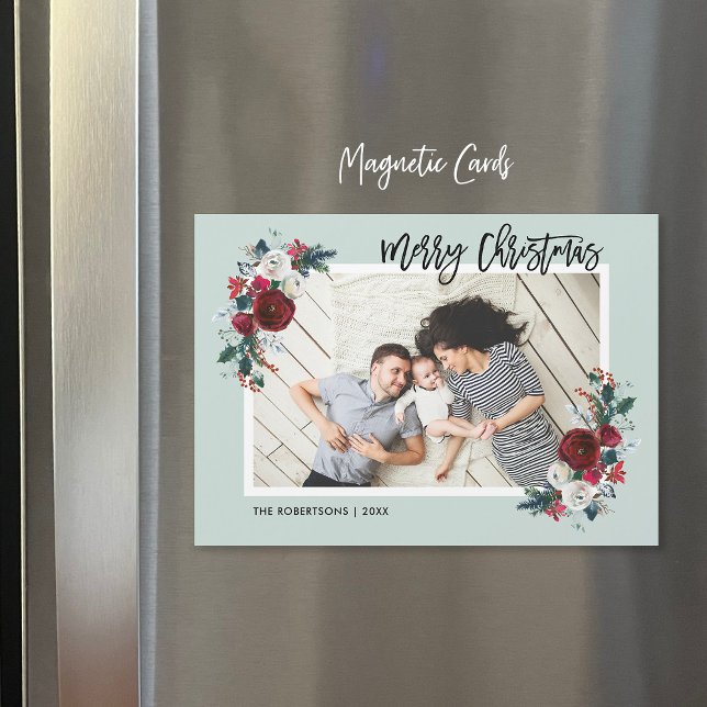 Cartões de foto de Natal Magnético Floral Feriado (Criador carregado)
