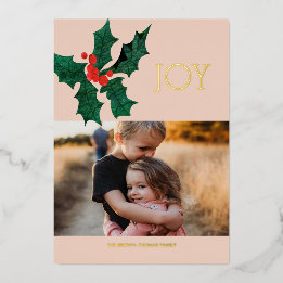 Cartões de foto de Natal Moderno de Poinsettia Foi