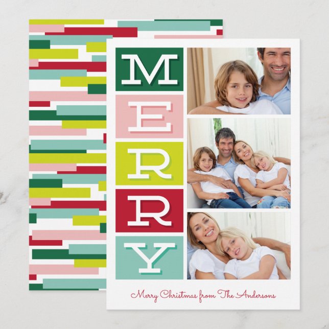 Cartões de foto de Natal Moderno do Meio século fe (Frente/Verso)