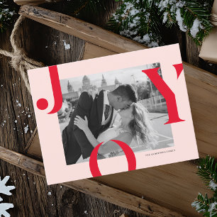 Cartões de foto de Natal Moderno JOY   Vermelho e 