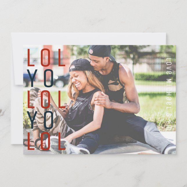 Cartões de foto de Natal moderno LOL not Ho Ho Ho (Frente)